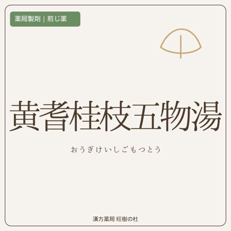 薬局製剤、煎じ薬、黄耆桂枝五物湯、漢方薬局旺樹の杜